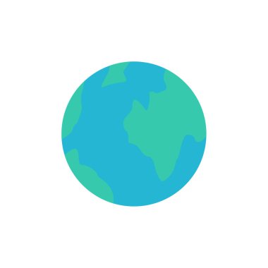 Dünya gezegeni ikonu. Küresel vektör logosu tasarımının düz çizimi.