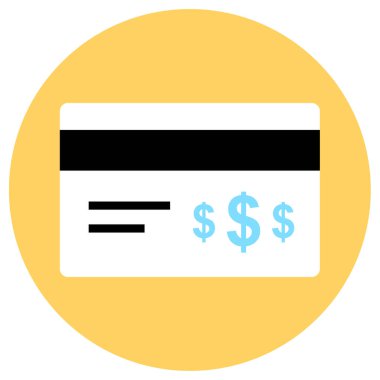 Kredi kartı düz simgesi, vektör illüstrasyonu