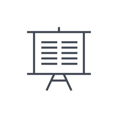 Reklam panosu çizgisi ikonu konsepti. sunum tahtası doğrusal illüstrasyon, işaret, sembol 