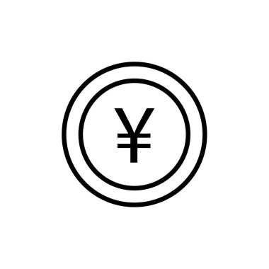 Şeffaf bir arkaplanda yen sikke vektör çizimi. Birinci kalite semboller. Konsept ve web tasarımı için ince çizgi simgesi. 