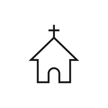 Kilise ikonu. Hıristiyan dini sembolü. Din işareti. düz dizayn vektörü. 