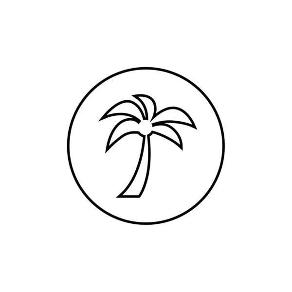 Cocotier Style Ligne Icône Conception Tropical Tropical Nature Plante Nature — Image vectorielle