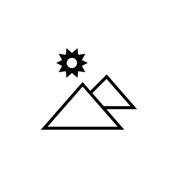 Montagnes Icône Soleil Vecteur Isolé Sur Fond Blanc — Image vectorielle