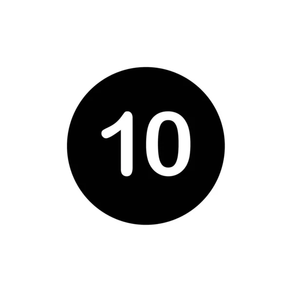 Nummer Tio Ikon Isolerad Vit Bakgrund Nummersymbol — Stock vektor
