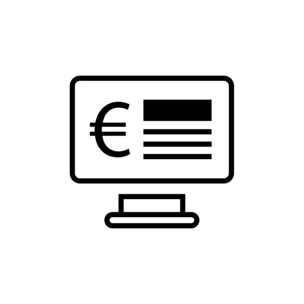 Laptop Euro Symbool Icoon Vector Illustratie — Stockvector