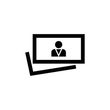 Web ve mobil uygulama tasarımınız için beyaz arkaplanda izole edilmiş video konferans simgesi vektörü, dizüstü bilgisayar logosu kavramı