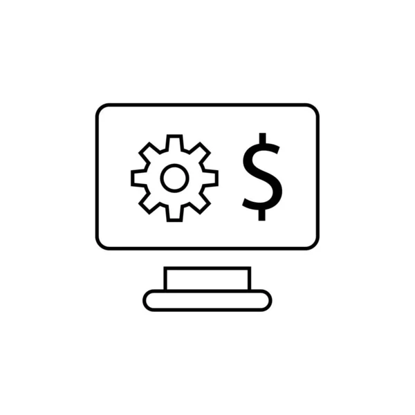 stock vector computer with dollar vector thin line icon 