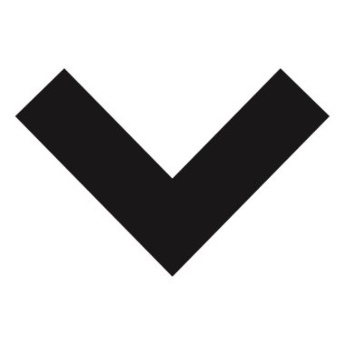 ok aşağı vektör simgesi. biçim düz grafik sembolü, siyah renk, beyaz arkaplan.