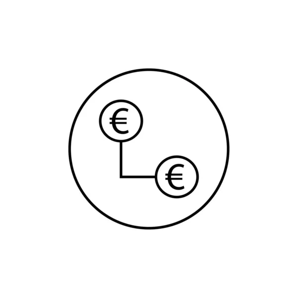 Ícone Estilo Linha Moeda Euro — Vetor de Stock