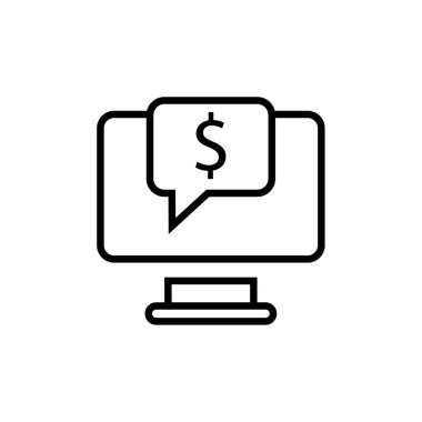 E-ticaret vektör simgesi. İnce çizgi işareti. izole edilmiş sınır sembolü çizimi