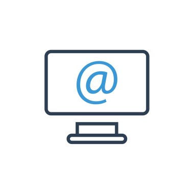 E- posta satırı simgesi, vektör illüstrasyonlu bilgisayar monitörü