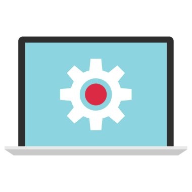 dizüstü bilgisayar çalışan vektör simgesi 