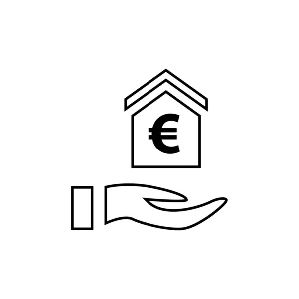 Mão Segurando Vetor Ícone Dinheiro Símbolo Casa Ilustração Sinal Contorno —  Vetores de Stock