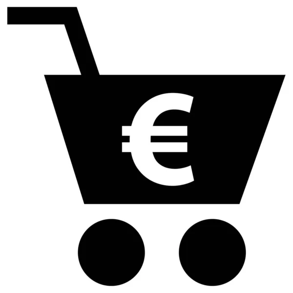 Koszyk Euro Zakupy Pieniądze Sprzedaży Ilustracja Wektora Ikony Internetowej — Wektor stockowy