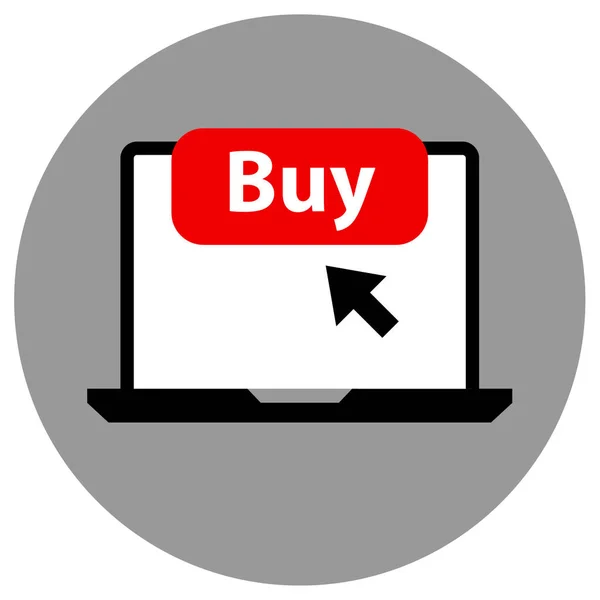 Laptop Com Botão Vermelho Ilustração Vetorial — Vetor de Stock