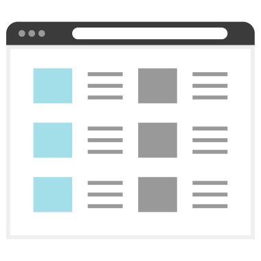 Web sayfası simgesi. Web sitesi tasarımı için basit yazılım vektör simgeleri çizimi