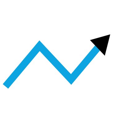 büyüme vektör simgesi. biçim düz sembol, beyaz renk, yuvarlak açılar, mavi arkaplan