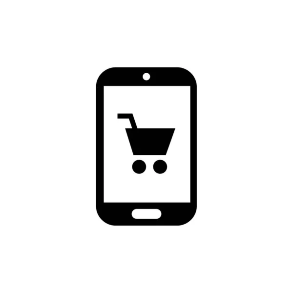 Mobiele Telefoon Met Winkelwagenpictogram Vectorillustratie Online Winkelen — Stockvector