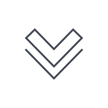 Web ve mobil uygulama tasarımınız için beyaz arkaplanda izole edilmiş ok simgesi vektörü, aşağı logo kavramı