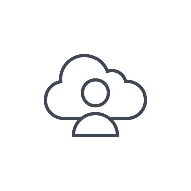 Bulut hesaplama çizgisi simgesi, taslak vektör işareti, beyaz üzerine izole edilmiş doğrusal resim. Sembol, logo illüstrasyonu