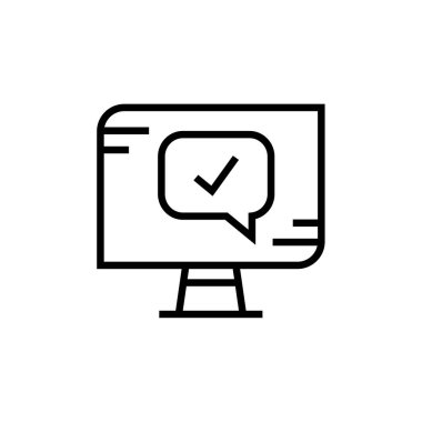 Web ve mobil uygulama tasarımınız için beyaz arkaplanda izole edilmiş bilgisayar simgesi vektörü, logo kavramını izleyin