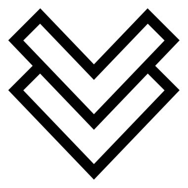 Ok başı aşağı vektör simgesi. biçim, beyaz arkaplanda düz siyah renkli yuvarlak kare düğmedir.