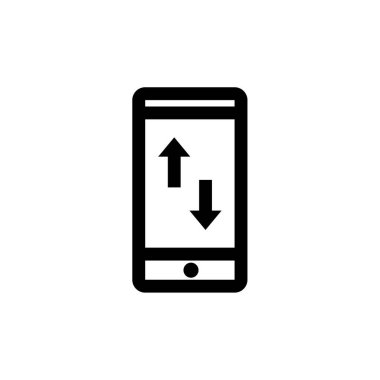 Oklu akıllı telefon, cep telefonu, yükleme, işaret ve diğer simge. vektör illüstrasyonu