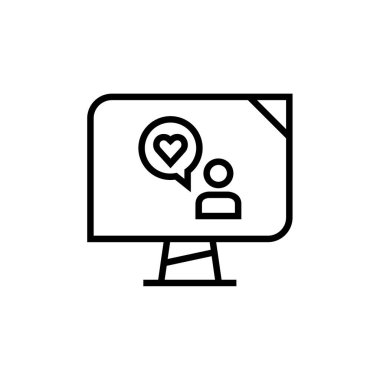 Kalp vektör simgesi. İnce çizgi işareti. izole edilmiş sınır sembolü çizimi