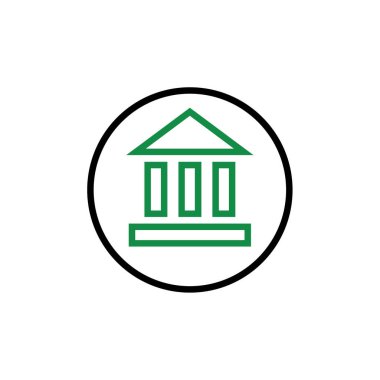 Banka simgesi vektörü web ve mobil uygulama tasarımınız için beyaz arkaplanda izole edildi, para logosu kavramı