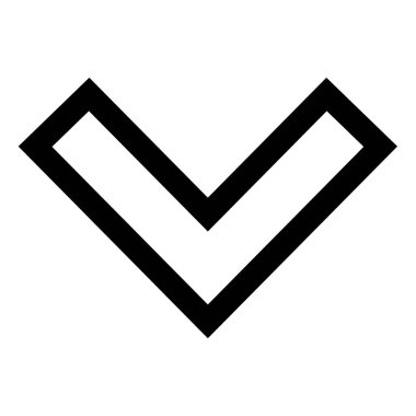 Ok başı aşağı vektör simgesi. biçim, beyaz arkaplanda düz siyah renkli yuvarlak kare düğmedir.