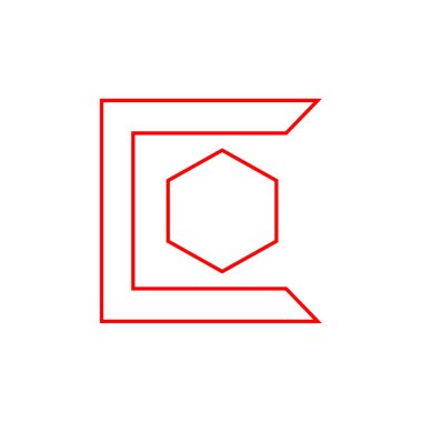 O harfinin kırmızı ve beyaz ikonunun vektör çizimi