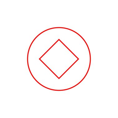 Beyaz arkaplanda kırmızı vektör dairesi simgesi