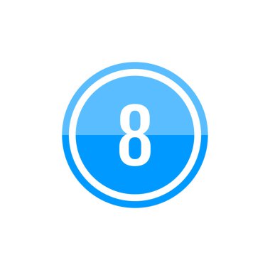 8 numaralı yuvarlak vektör illüstrasyon simgesi