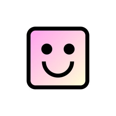 Emoji Meydanı Yuvarlak Kalın, vektör illüstrasyonu 