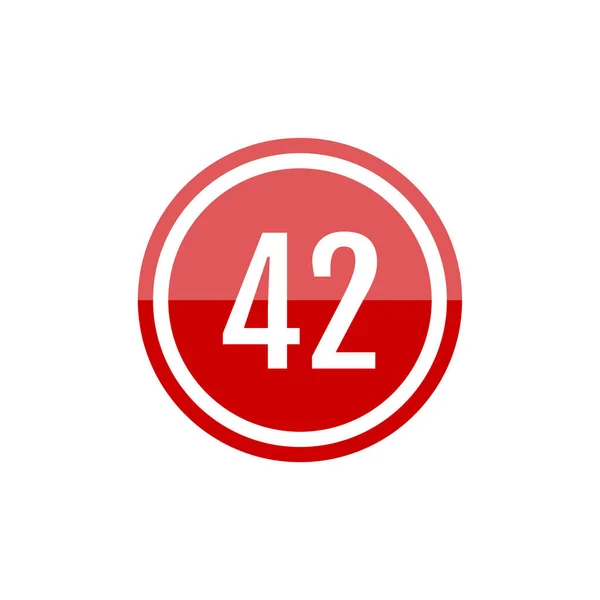 ラウンドガラス赤ベクターイラストサイン 番号42のアイコン — ストックベクタ