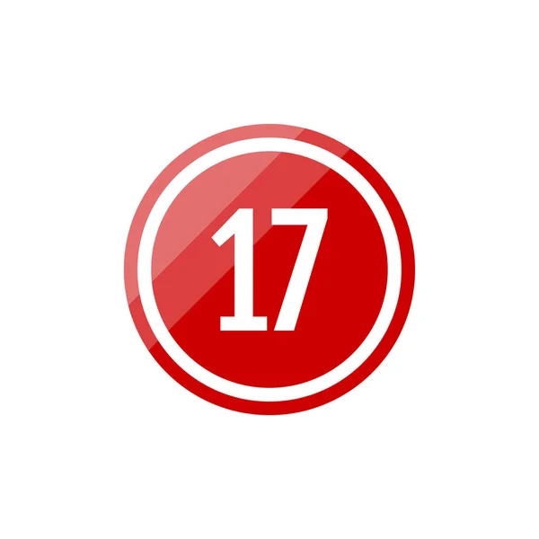 Vidrio Redondo Vector Rojo Icono Signo Ilustración Del Número — Vector de stock