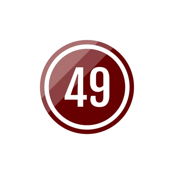 ラウンドガラス赤ベクターイラストサインナンバー49 — ストックベクタ