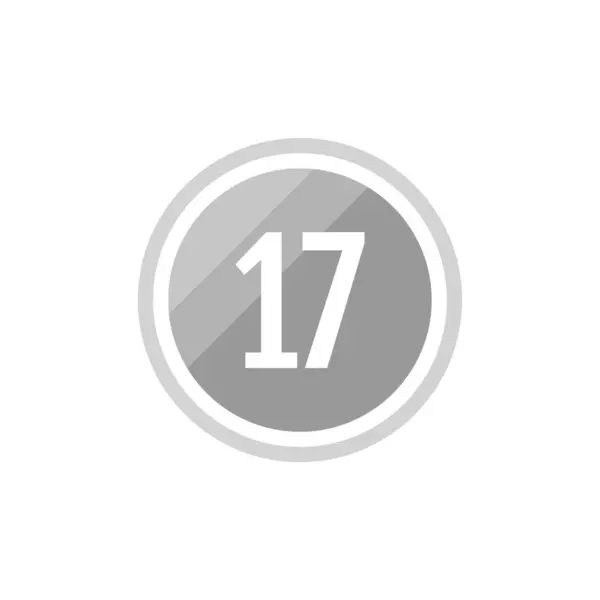 ラウンドガラス赤ベクターイラストサイン ナンバー17のアイコン — ストックベクタ