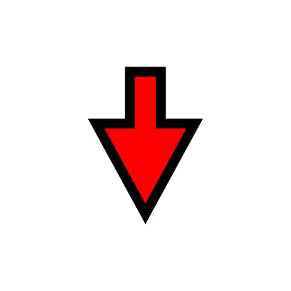 Ikona Strzałki Dół Białym Tle — Wektor stockowy