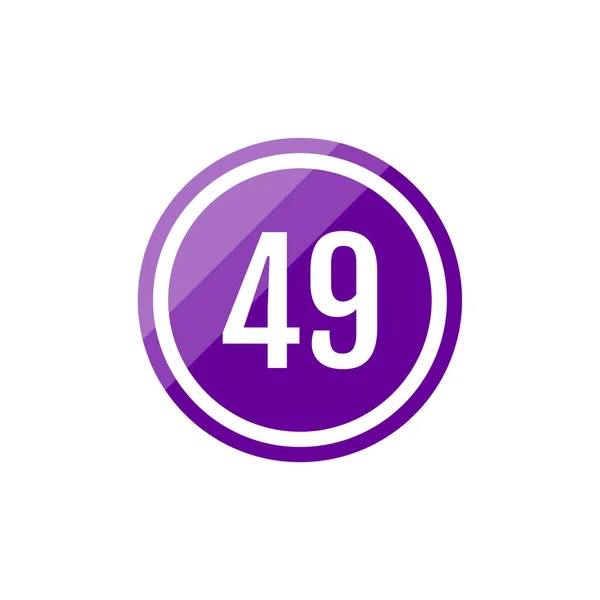ラウンドガラス 紫色ベクター イラスト ナンバー49のアイコン — ストックベクタ