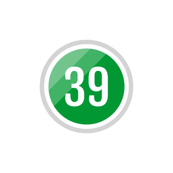 Número Icono Redondo Botón Web Simple — Vector de stock