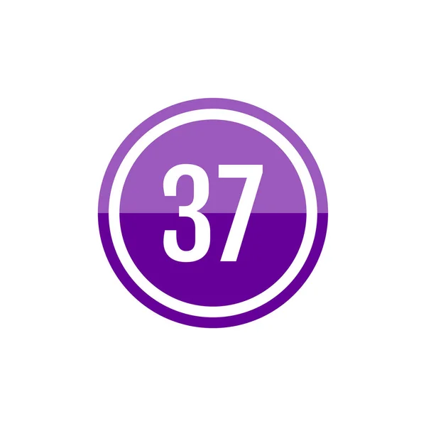 Vidrio Redondo Vector Púrpura Icono Signo Ilustración Del Número — Vector de stock