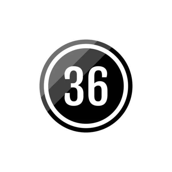 36号的黑色圆形矢量符号图标 — 图库矢量图片