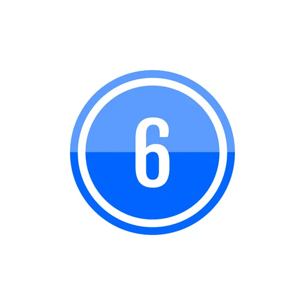 ブルーラウンドベクトルのイラストサイン ナンバー6のアイコン — ストックベクタ
