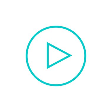 çalma düğmesi düz çizgi simgesi, vektör illüstrasyonu, ortam işareti oynat