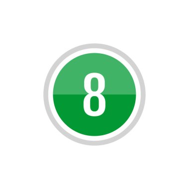 8 numaralı yeşil yuvarlak vektör illüstrasyon simgesi