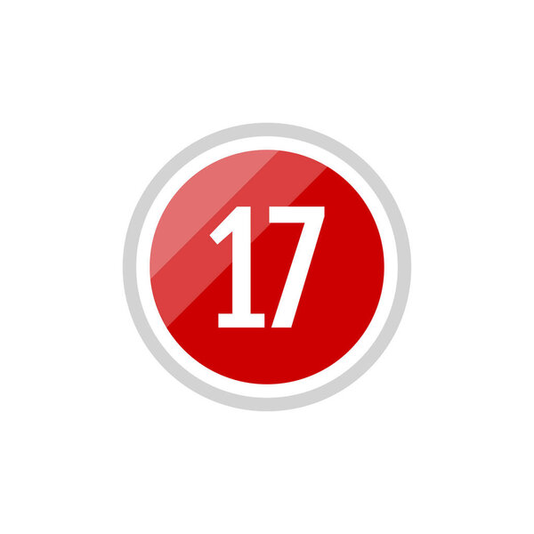 round vector illustration sign icon of number 17