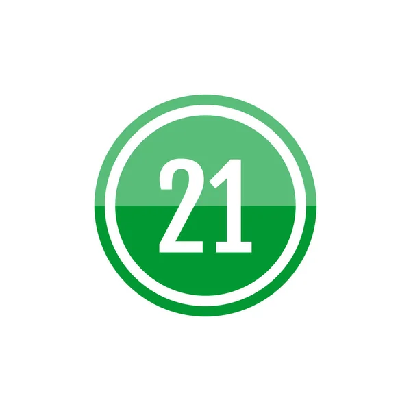 Icono Signo Ilustración Vector Redondo Verde Del Número — Vector de stock