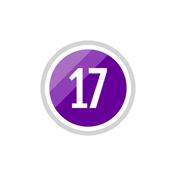 Rond Verre Violet Vecteur Illustration Signe Icône Numéro — Image vectorielle
