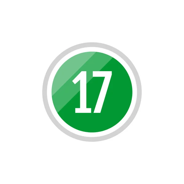Icono Signo Ilustración Vector Redondo Verde Del Número — Vector de stock